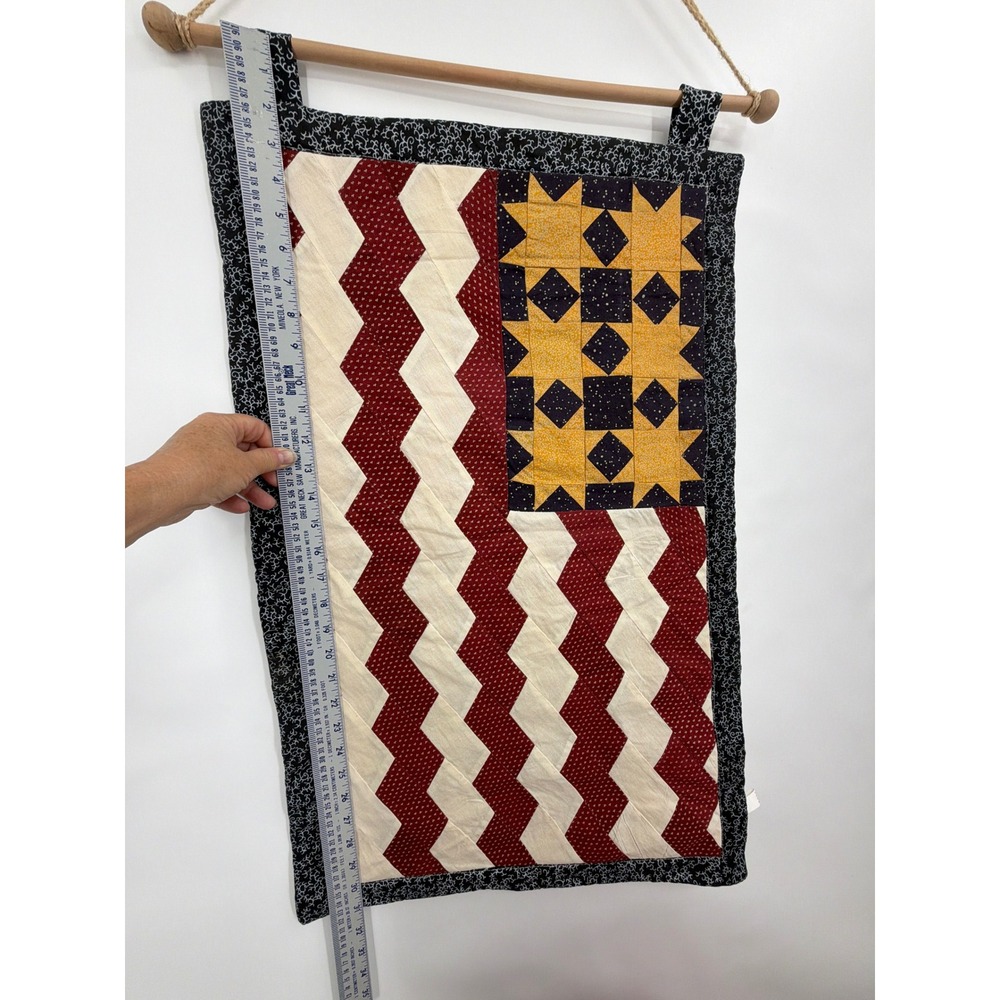 Americana Quilted Valor Flag Wall Hanging Primitive Folk Art Jul 4th 250th Anni - Picture 11 of 12